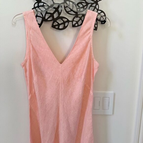 Haris Cotton V Neck Maxi Linen Dress in Warm Pink S NWOT - Picture 3 of 11